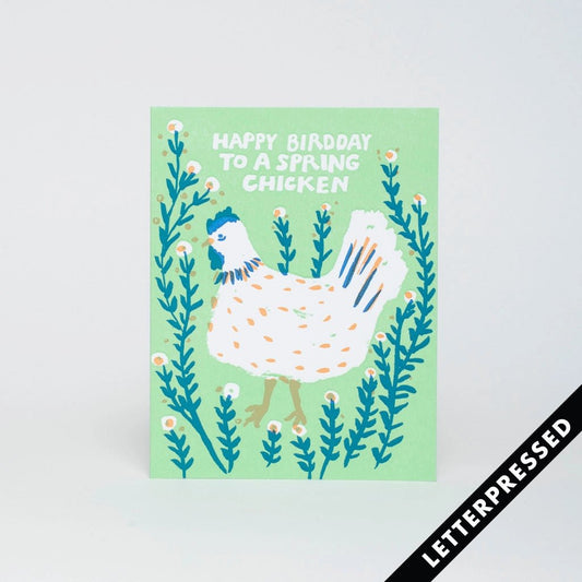 Spring Chicken Birthday Card - Tea Time