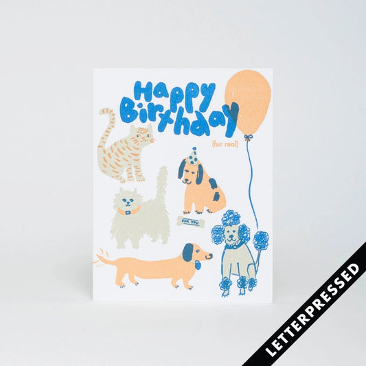 Happy Birthday Fur Real Card - Tea Time