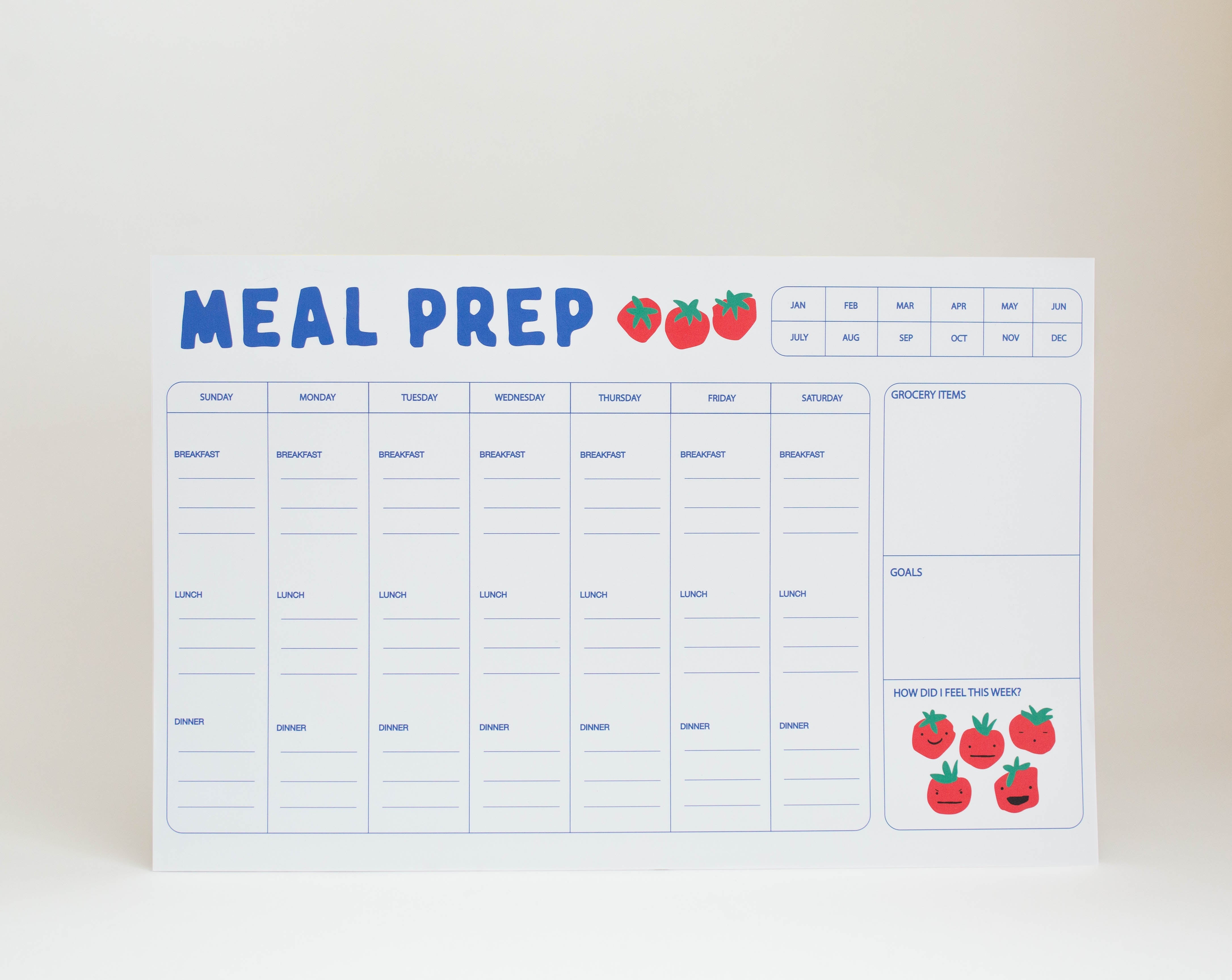 Meal Prep Calendar Tea Time